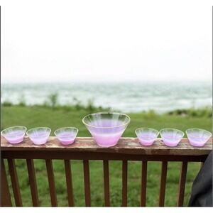 Vintage Mid Century Modern BLENDO 7 Piece Frosted Ombre Glass Salad Bowl Set